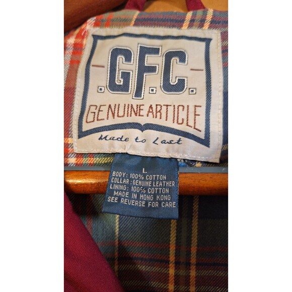 Vtg G.F.C. GENUINE ARTICLE Cotton Leather Collar Barn Field Chore Coat Women's L - Picture 6 of 14